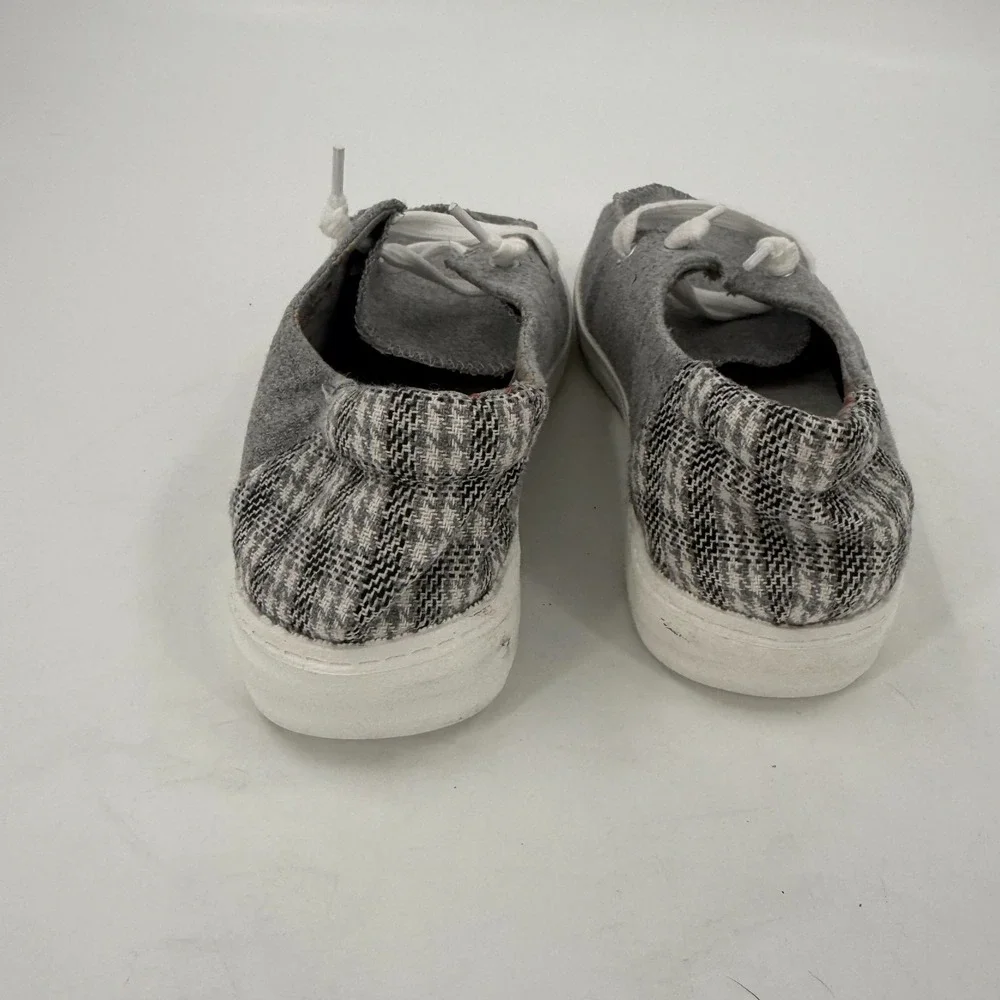 Pop Boating 2 Boat Shoes Mens US 8M Gray White Houndstooth Comfort Fit Moc Toe